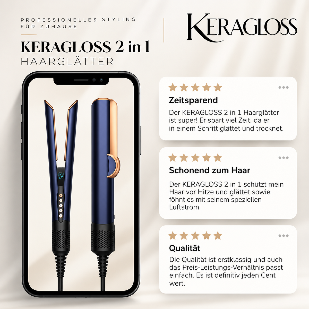 Keragloss 2 in 1 Haarglätter